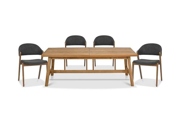 Stratford Large Extending Dining Table with 4 Fabric Chairs  Dark Grey | Bed Sava