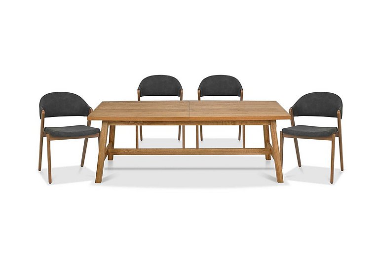 Stratford Large Extending Dining Table with 4 Fabric Chairs - Dark Grey