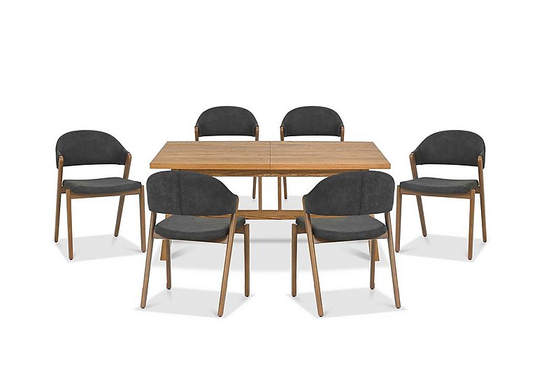 Stratford Small Extending Dining Table with 6 Fabric Chairs - Dark Grey