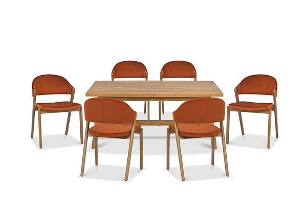 Stratford Small Extending Dining Table with 6 Fabric Chairs | Bed Sava