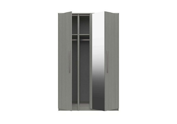 London Bedrooms  Victoria 3 Door Bifold Wardrobe with Mirror  Light Grey | Bed Sava