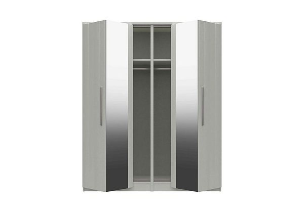 London Bedrooms  Victoria 4 Door Bifold Wardrobe with Mirrors  White | Bed Sava
