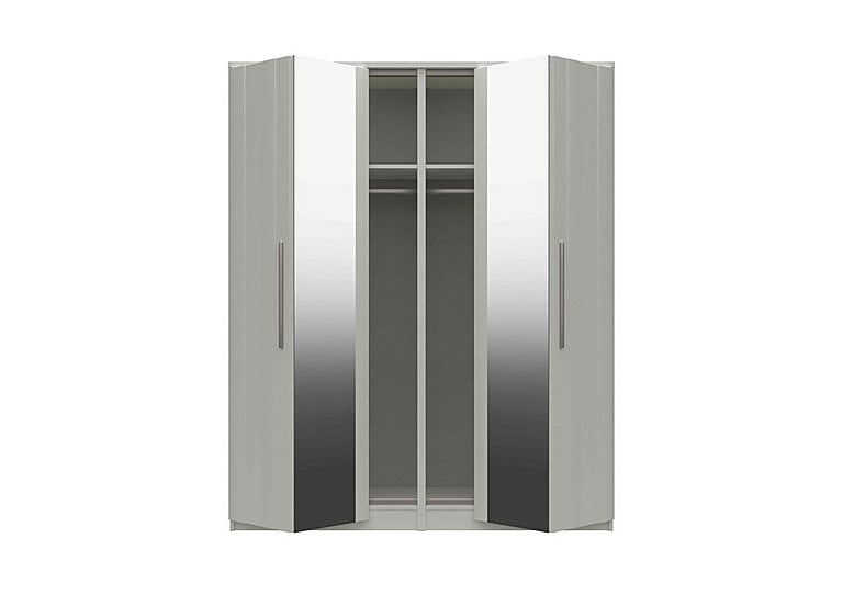 London Bedrooms  Victoria 4 Door Bifold Wardrobe with Mirrors  White | Bed Sava