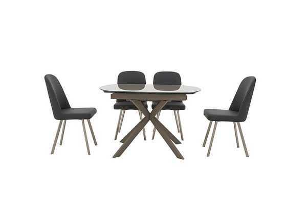 Wizard Extending Cappuccino Dining Table and 4 Grey Chairs | Bed Sava