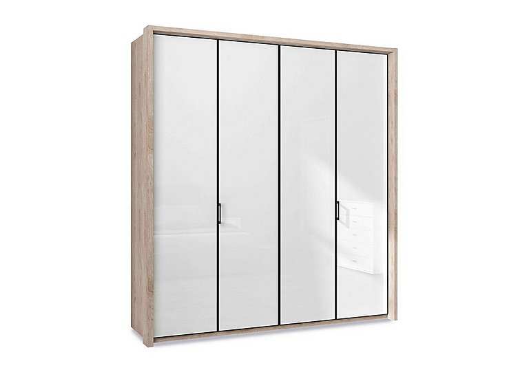 Wiemann - Dallas 207cm 4 Door Hinged Glass Wardrobe - Holm Oak and White