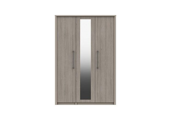 London Bedrooms  Paddington 3 Door Wardrobe with Mirror  Grey Oak | Bed Sava