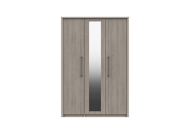 London Bedrooms  Paddington 3 Door Wardrobe with Mirror  Grey Oak | Bed Sava
