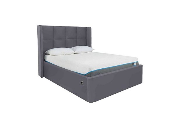 Shiva Electric Ottoman Bed Frame  Double  Velvet Steel | Bed Sava