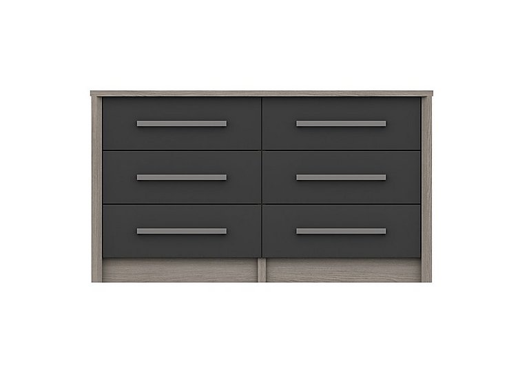 London Bedrooms - Euston 6 Drawer Wide Chest - Grey Oak/Graphite Gloss