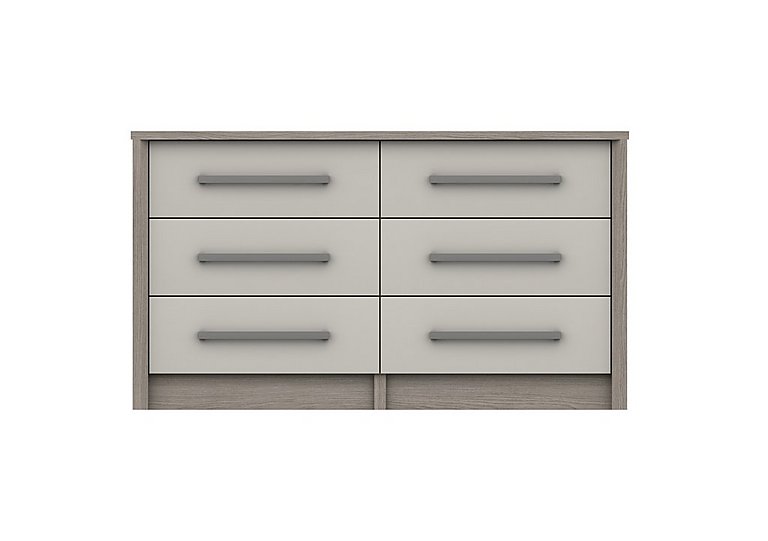 London Bedrooms - Euston 6 Drawer Wide Chest - Grey Oak/White Grey Gloss