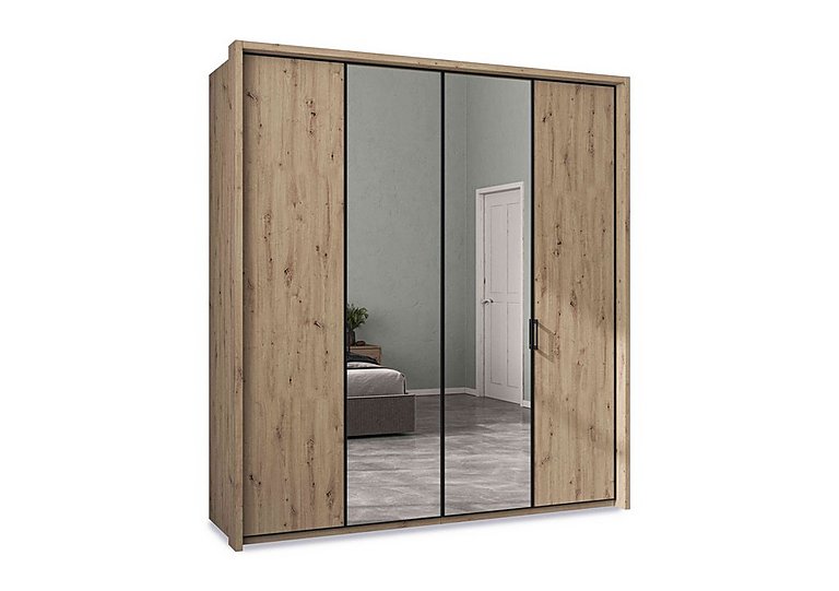 Wiemann - Dallas 207cm 4 Door Hinged Wardrobe with 2 Mirror Doors - Bianco Oak