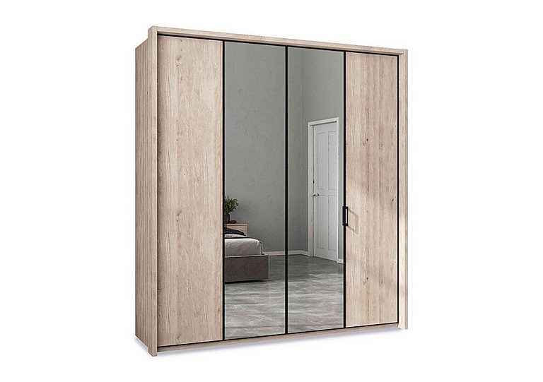 Wiemann - Dallas 207cm 4 Door Hinged Wardrobe with 2 Mirror Doors - Holm Oak