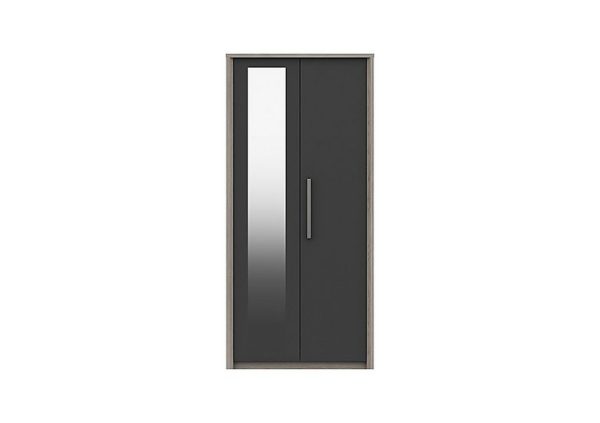 London Bedrooms  Euston 2 Door Wardrobe with Mirror  Grey OakGraphite Gloss | Bed Sava