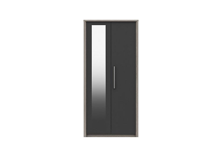 London Bedrooms  Euston 2 Door Wardrobe with Mirror  Grey OakGraphite Gloss | Bed Sava