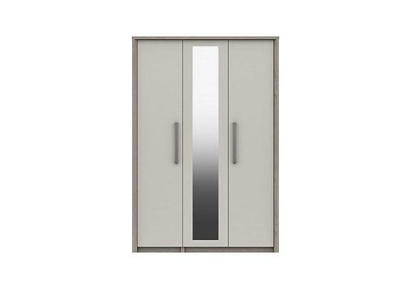 London Bedrooms  Euston 3 Door Wardrobe with Mirror  Grey OakWhite Grey Gloss | Bed Sava