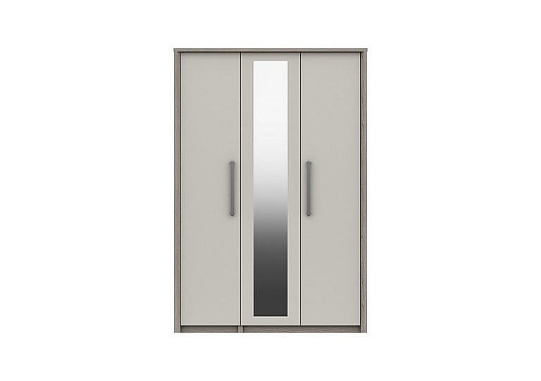 London Bedrooms  Euston 3 Door Wardrobe with Mirror  Grey OakWhite Grey Gloss | Bed Sava