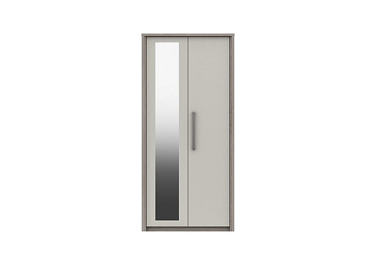 London Bedrooms  Euston 2 Door Wardrobe with Mirror  Grey OakWhite Grey Gloss | Bed Sava