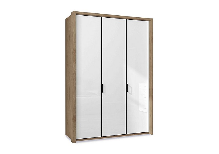 Wiemann - Dallas 157cm 3 Door Hinged Glass Wardrobe - Bianco Oak and White