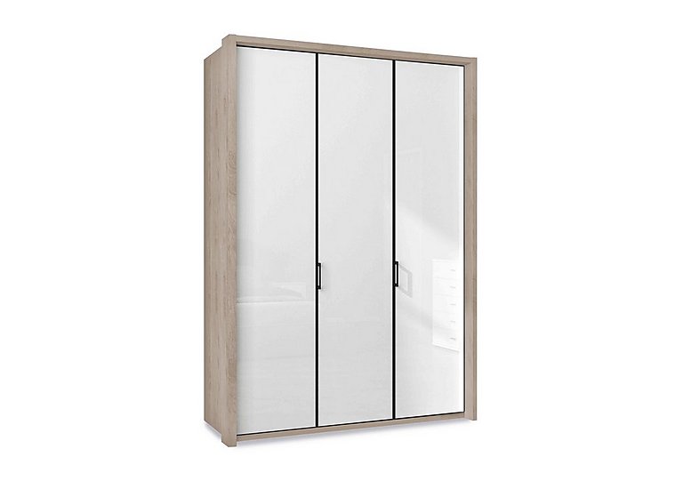Wiemann - Dallas 157cm 3 Door Hinged Glass Wardrobe - Holm Oak and White