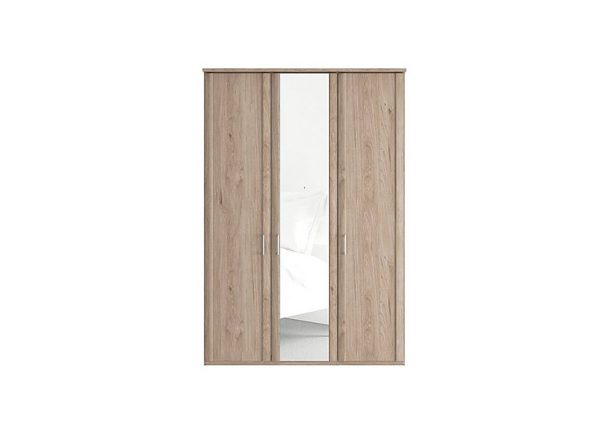 Wiemann  Oxford 3 Door Hinged Wardrobe with Mirror  Holm Oak | Bed Sava