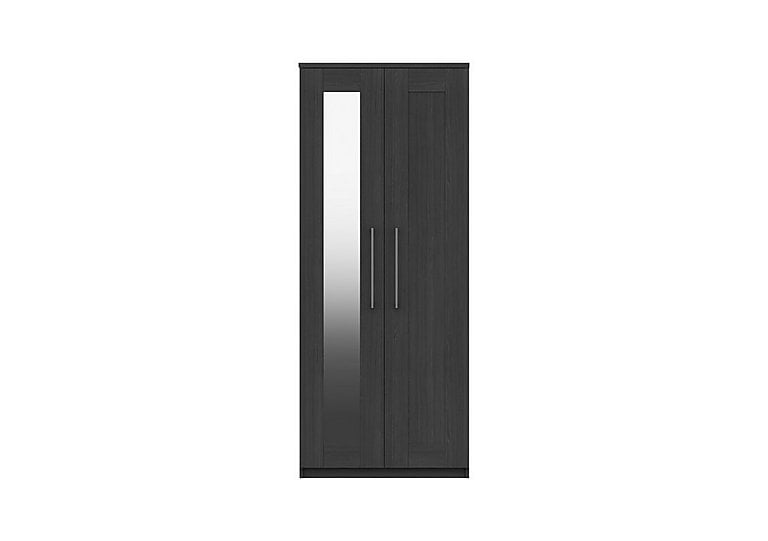 London Bedrooms  Fenchurch 2 Door Wardrobe with Mirror  Graphite | Bed Sava