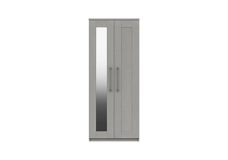 London Bedrooms  Fenchurch 2 Door Wardrobe with Mirror  Light Grey | Bed Sava