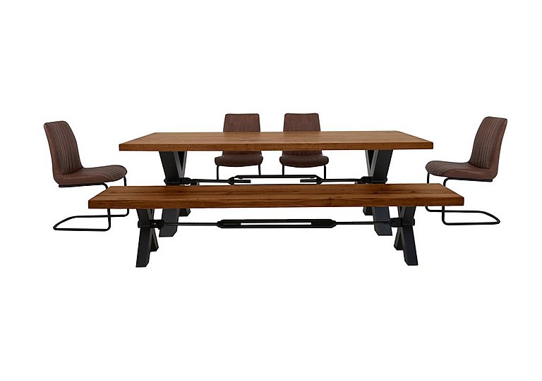 Bodahl - Terra Dining Table, 4 Cognac Chairs and Bench Set - Old Bassano