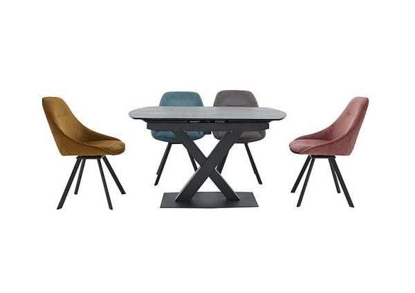 Arctic Extending Dining Table with Graphite Top and 4 Swivel Chairs  GreyBlue | Bed Sava