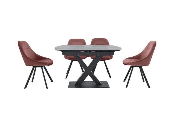 Arctic Extending Dining Table with Graphite Top and 4 Swivel Chairs  Pink | Bed Sava