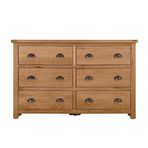 Atlantic 6 Drawer Wide Chest of Drawers  Oak | Bed Sava