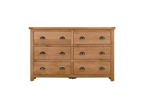 Atlantic 6 Drawer Wide Chest of Drawers  Oak | Bed Sava