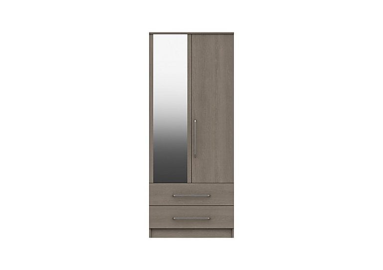 London Bedroomsfriars 2 Door 2 Drawer Wardrobe with Mirror  Beige Grey Oak | Bed Sava