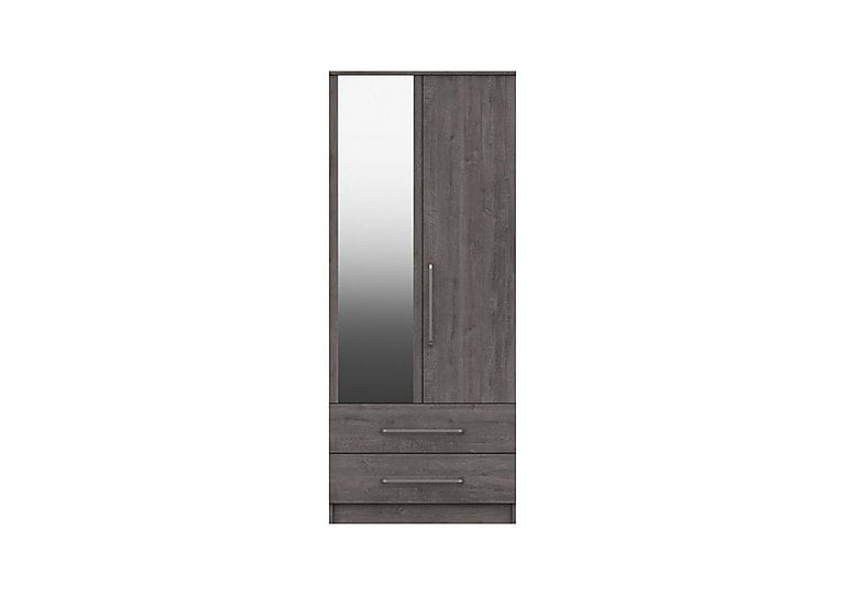 London Bedroomsfriars 2 Door 2 Drawer Wardrobe with Mirror  Dark Grey Oak | Bed Sava