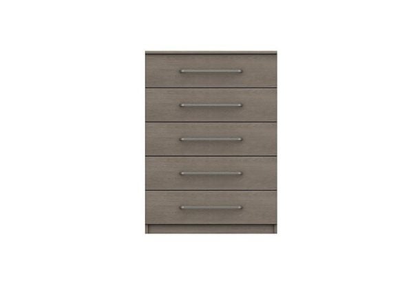 London Bedroomsfriars 5 Drawer Chest  Beige Grey Oak | Bed Sava