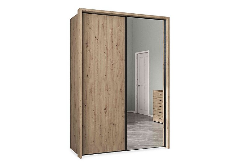 Wiemann - Dallas 160cm 2 Door Sliding Wardrobe with Mirror Door - Bianco Oak