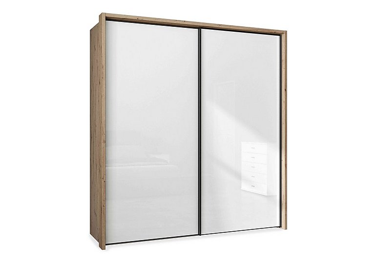 Wiemann - Dallas 210cm 2 Door Sliding Glass Wardrobe - Bianco Oak and White