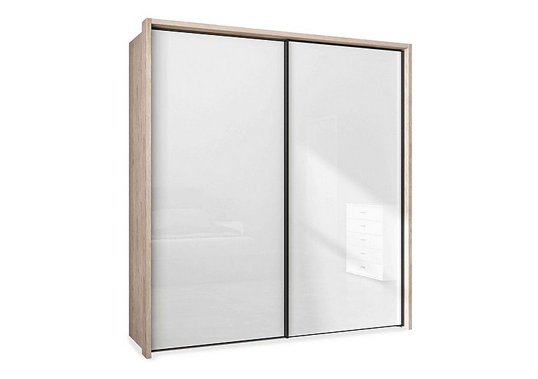 Wiemann - Dallas 210cm 2 Door Sliding Glass Wardrobe - Holm Oak and White