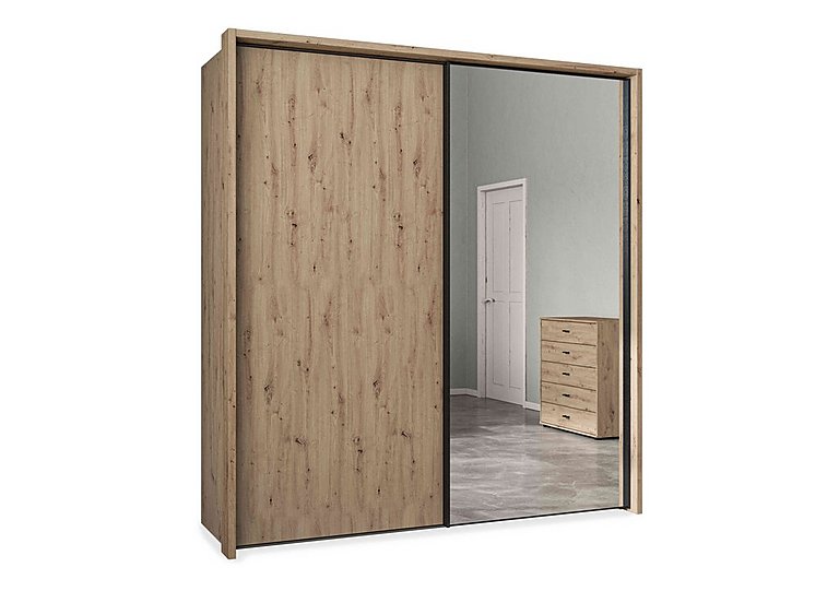 Wiemann - Dallas 210cm 2 Door Sliding Wardrobe with Mirror Door - Bianco Oak