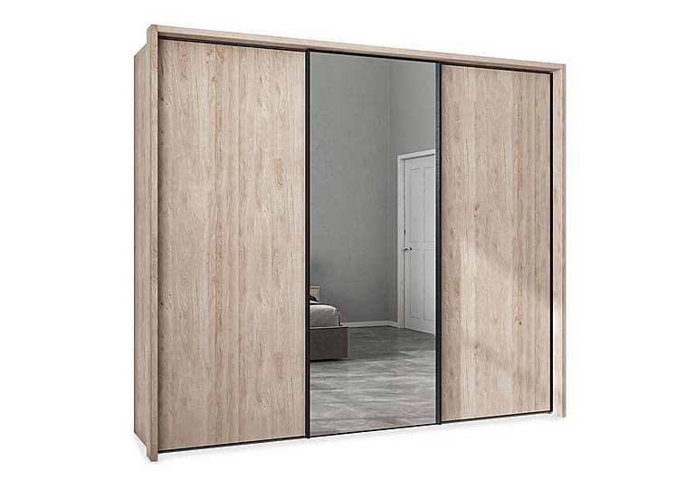 Wiemann - Dallas 260cm 3 Door Sliding Wardrobe with Centre Mirror Door - Holm Oak