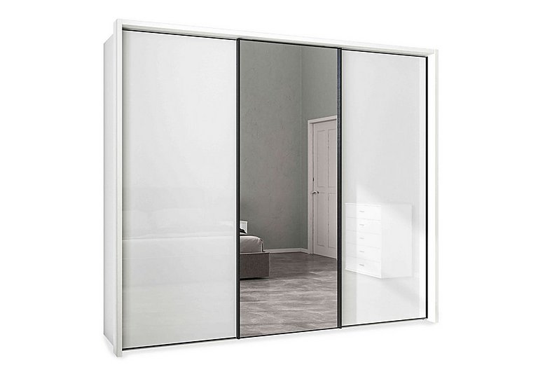 Wiemann - Dallas 260cm 3 Door Sliding Glass Wardrobe with Centre Mirror Door
