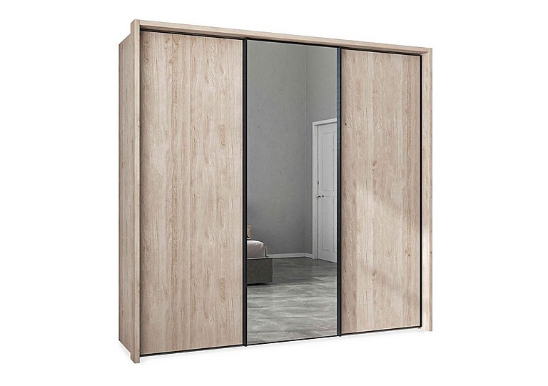 Wiemann - Dallas 235cm 3 Door Sliding Wardrobe with Centre Mirror Door - Holm Oak