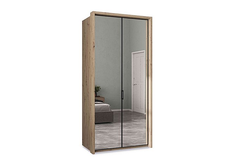Wiemann - Dallas 107cm 2 Door Hinged Wardrobe with 2 Mirror Doors - Bianco Oak