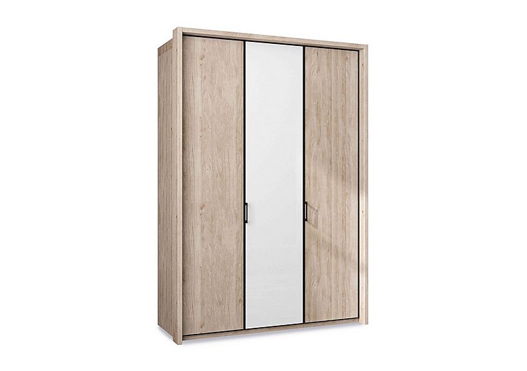 Wiemann - Dallas 157cm 3 Door Hinged Wardrobe with Centre Glass Door - Holm Oak and White
