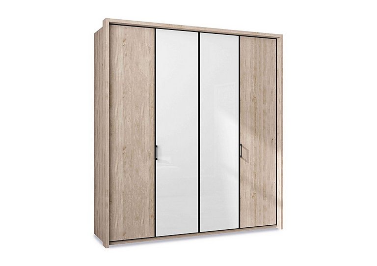 Wiemann - Dallas 207cm 4 Door Hinged Wardrobe with 2 Glass Doors - Holm Oak and White