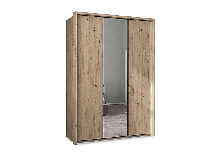 Wiemann - Dallas 157cm 3 Door Hinged Wardrobe with Mirror Door - Bianco Oak