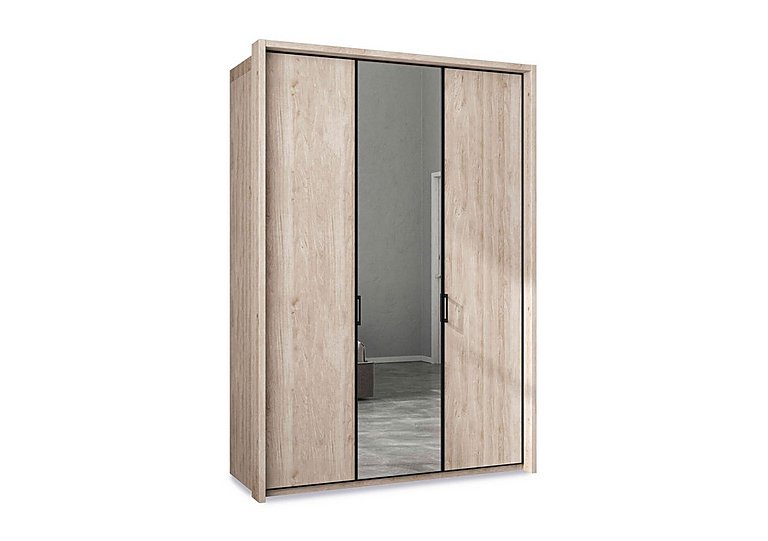 Wiemann - Dallas 157cm 3 Door Hinged Wardrobe with Mirror Door - Holm Oak