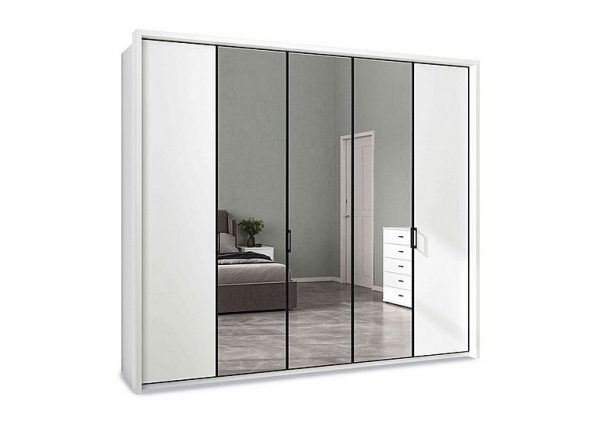 Wiemann  Dallas 257cm 5 Door Hinged Wardrobe with 3 Mirrors Doors | Bed Sava