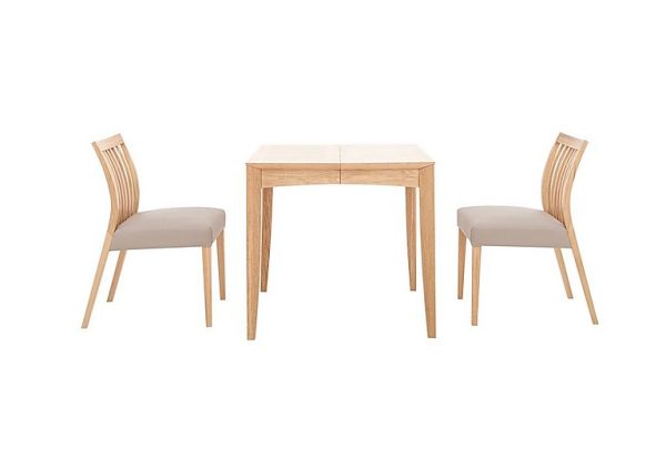 Duplex Small Extending Dining Table with 2 Low Slatted Back Chairs  Grey | Bed Sava