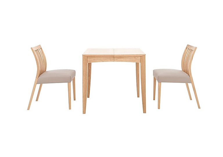 Duplex Small Extending Dining Table with 2 Low Slatted-Back Chairs - Grey