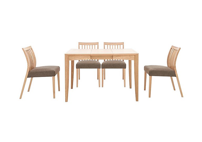 Duplex Small Extending Dining Table with 4 Low Slatted-Back Chairs - Black